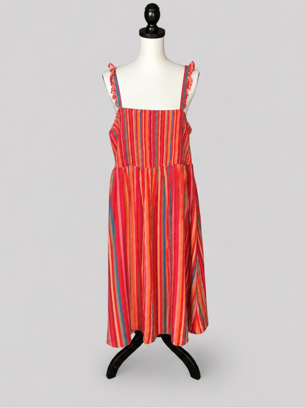 Torrid Multicolor Stripe Smocked Bodice Sleeveless Dress